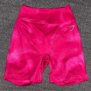 Gymshark Reps Power Tight Shorts 6” Size Small High Waisted Magenta Pink Print